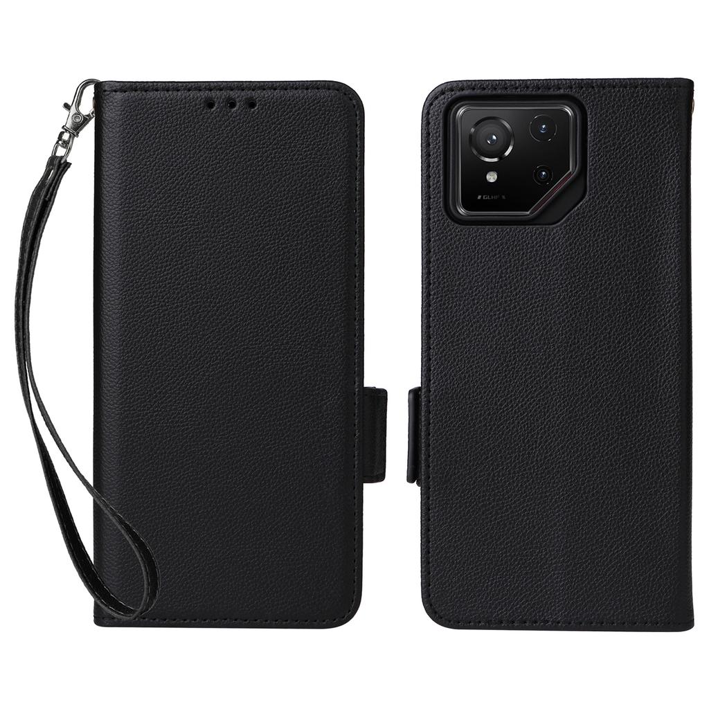 For Asus ROG Phone 9 5G/Phone 9 Pro 5G Case with Wrist Strap Litchi Texture PU Leather Wallet Phone Cover