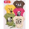 Five-piece set Elegant short-sleeved shirt for women Panda series printed round-neck women's short-sleeve shirt is suitable for spring and summer