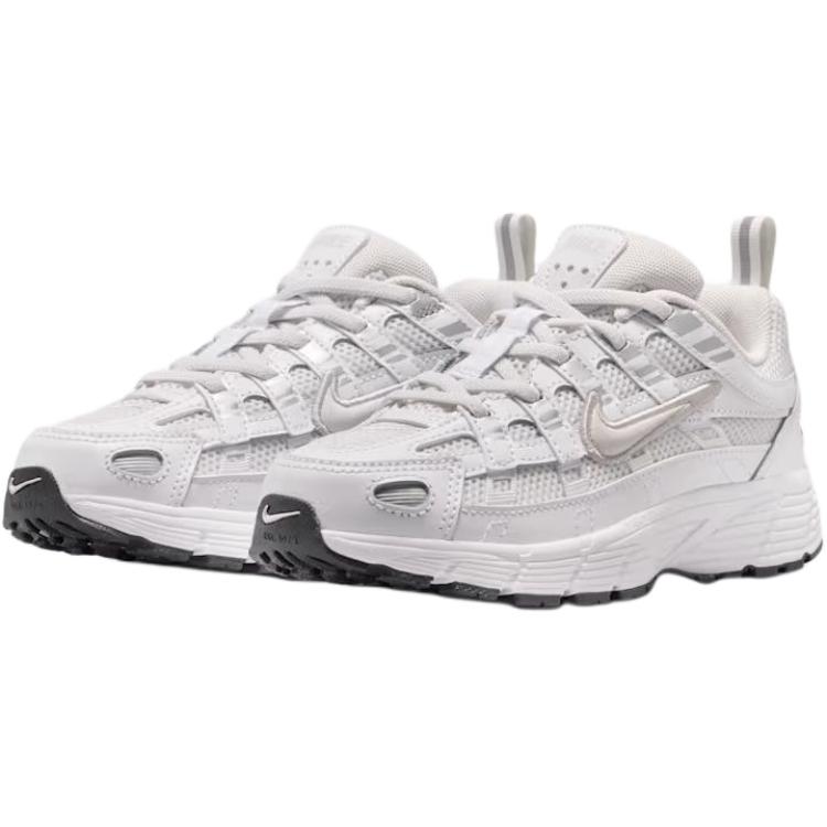 Nike P-6000 Comfortable Durable Breathable Running Shoes Kids Sneaker Silver White IO4647-017