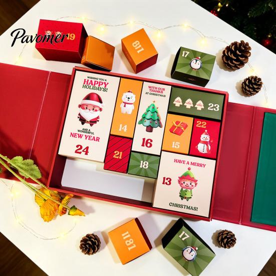 Reusable Gift Packaging Box Empty Advent Calendar Boxes to Fill, 12 Days Fillable Christmas Countdown Hard Cardboard Present Set, Holiday Numbered