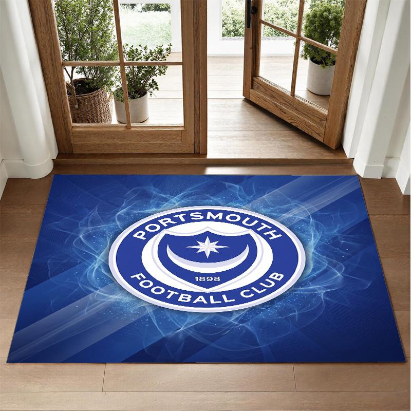 Portsmouth FC Design Kristall-Samt-Teppich Weich Dekorative Matte für Schlafzimmer Eingang