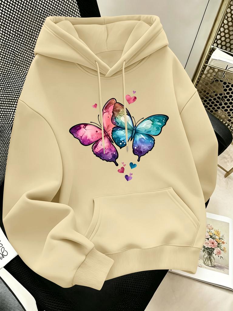 Dreamy colorful butterfly print decorated with lovely heart accents, eye‑catching graphic design