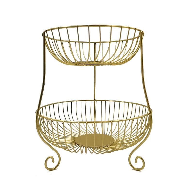 Abay Light Luxury Double-Layer Iron Fruit Basket