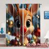 2pcs,Curtains Cute Christmas Reindeer Holiday Season (2) Modern Curtains Yarn Curtains Art Deco Festive Decorative for Kitchen