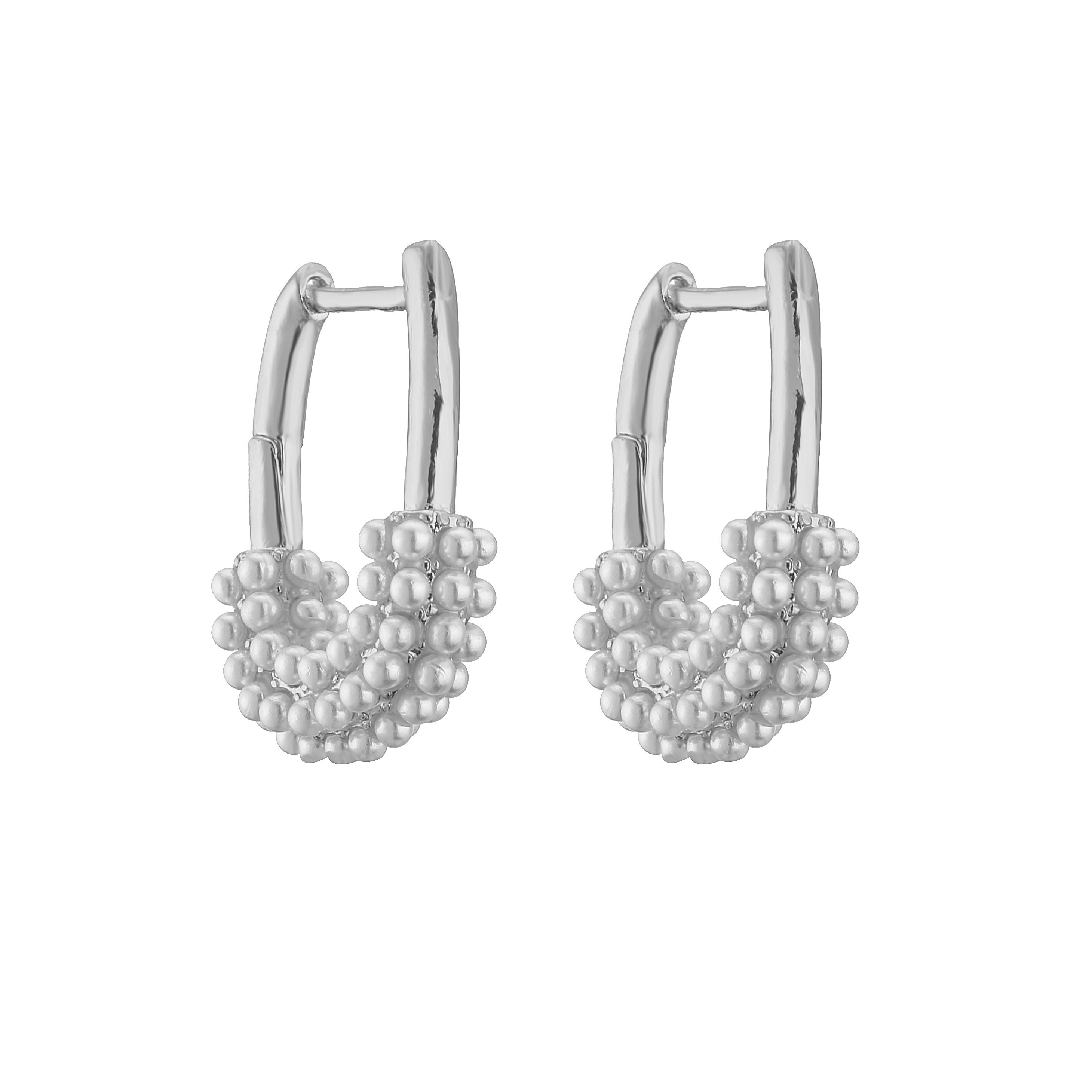 HECHENG,Pearl Hoop Earrings For Women,Circel Round CZ Hoops Ear Rings Zircon,Simple Accessories Sweet Earrings For Woman