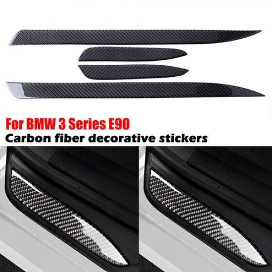 Real Carbon Fiber Door Sill Plate Guard Cover Kit fits BMW E90 2005-2011 2012