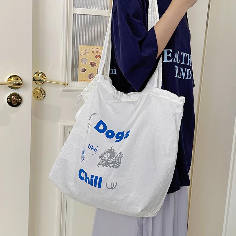 

New quick-drying drawstring canvas bag bag female tote bag student class schoolbag large-capacity shopping bag белый