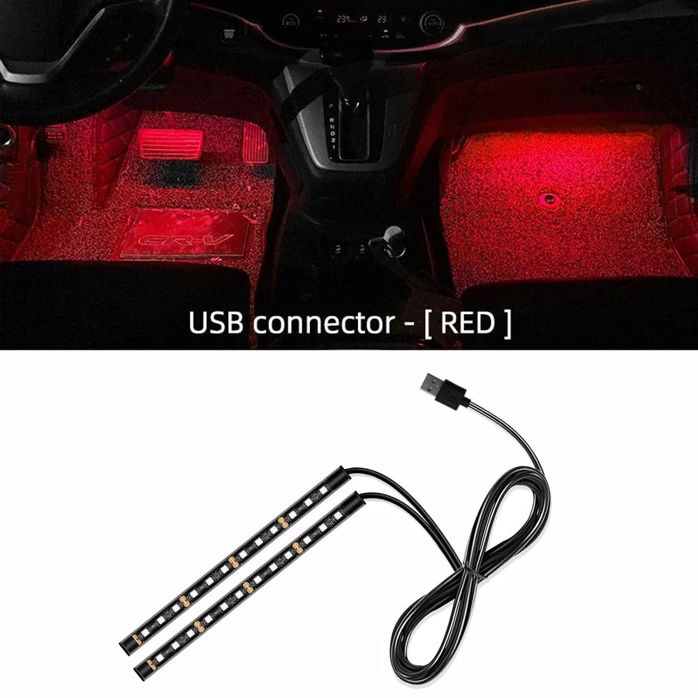 24LED Car Interior Ambient Foot Strip Light Kit Backlight 5V USB Auto Decorative Atmosphere Neon Lamp Vehicle Accessories