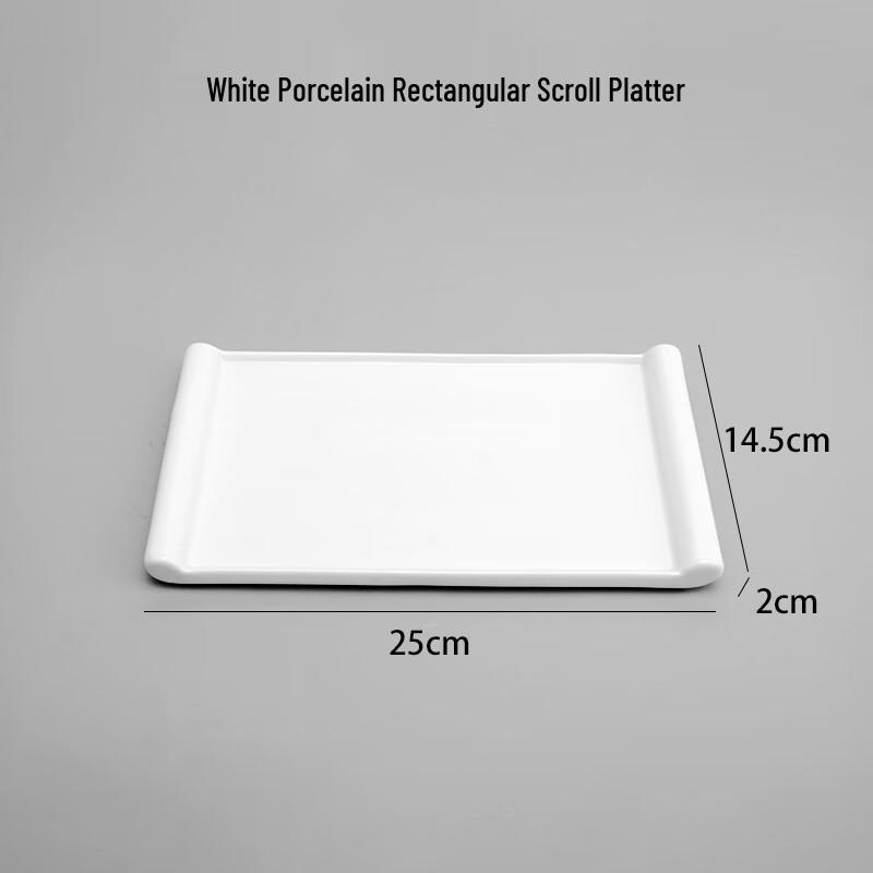 Nordic Rectangular Ceramic Serving Platter with Dipping Bowl