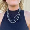 Navajo Pearl Beaded Necklace Oxidized Silver Tone Southwestern Style Choker Adjustable Vintage Tribal Chain for Women