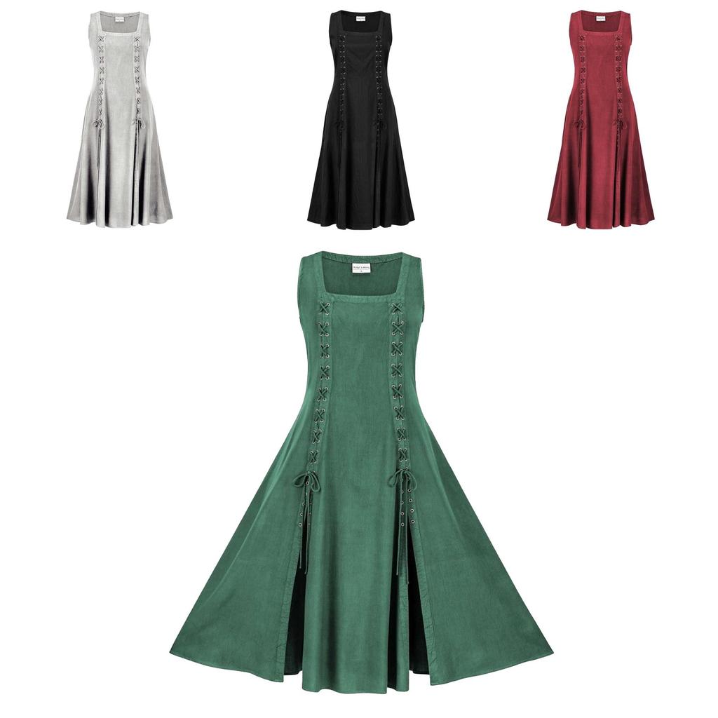 Medieval Renaissance Linen Cosplay Dress With Polyester Blend For Halloween Fans And Cosplayers
