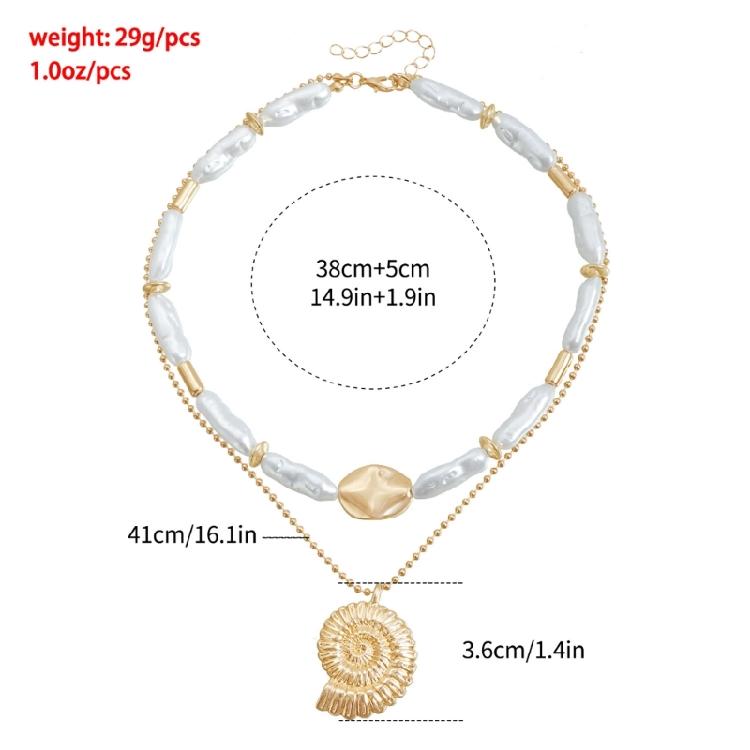 Trendy Baroque Conch Shell Pearls Adjustable Length Necklace Lightweight Comfortable Jewelry For Everyday Style