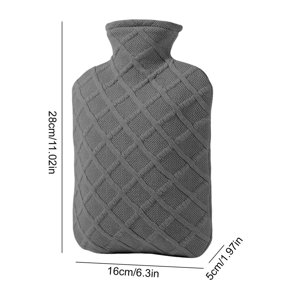 

Hot Water Pouch 1.2L Hot Pack For Cramps Removable Leak Proof 4-6 Hour Heat Retention With Cover For Back Hand Travel Kids Neck чорний