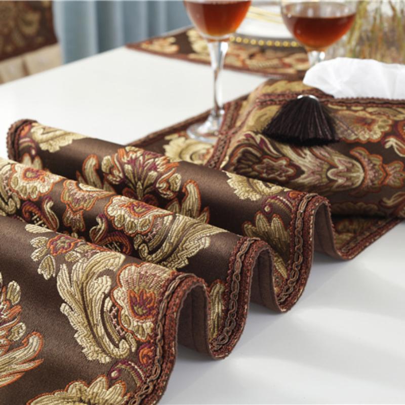 Tischläufer mit großen Mustern, chinesische blaue Tischfahne, Teetisch-Close-Tv-Schrank-Abdeckungstuch mit Quasten