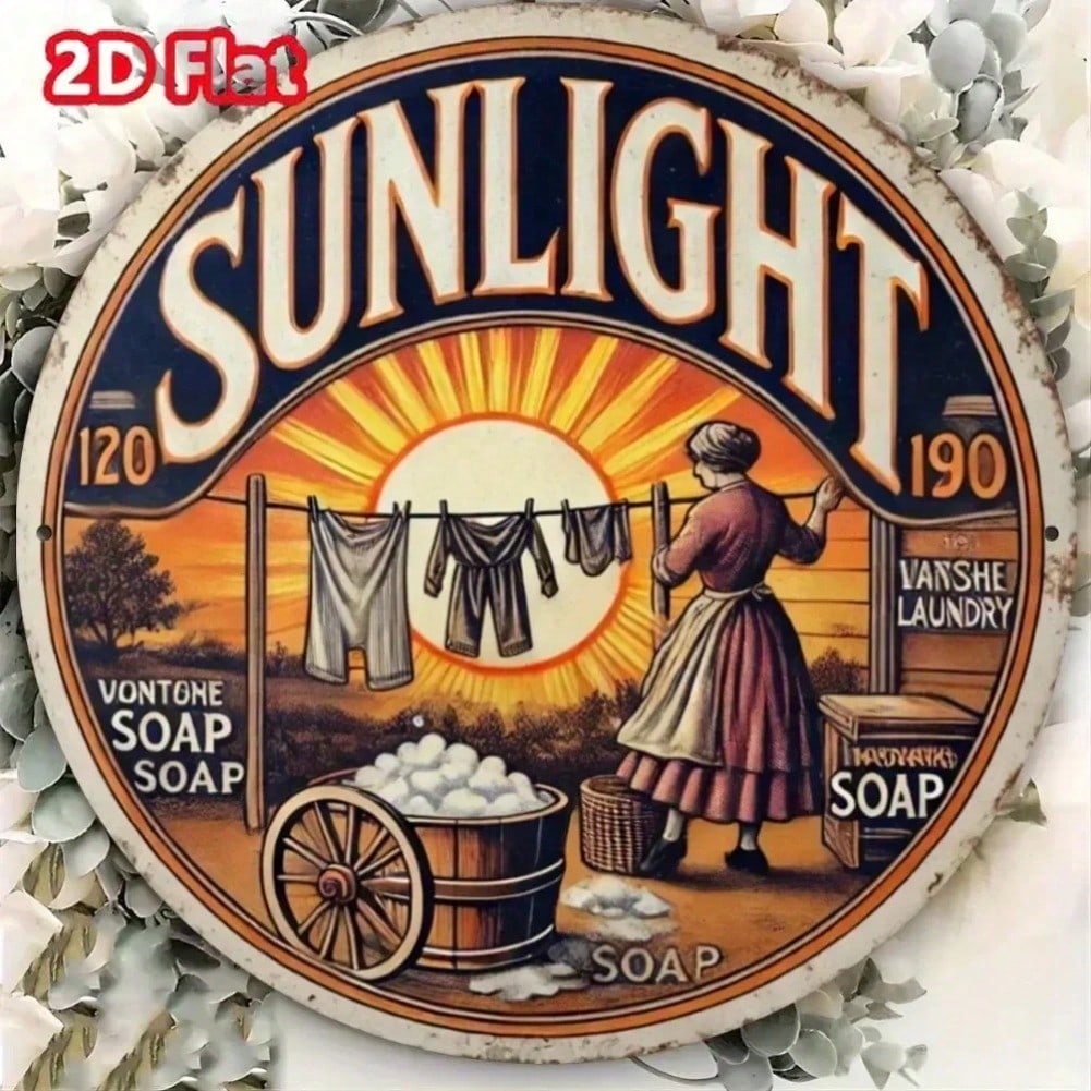 

Retro Tin Sign Sun Bath Soap Metal Poster Wall Art Home Garden Bar Decor 20x20 різнокольоровий