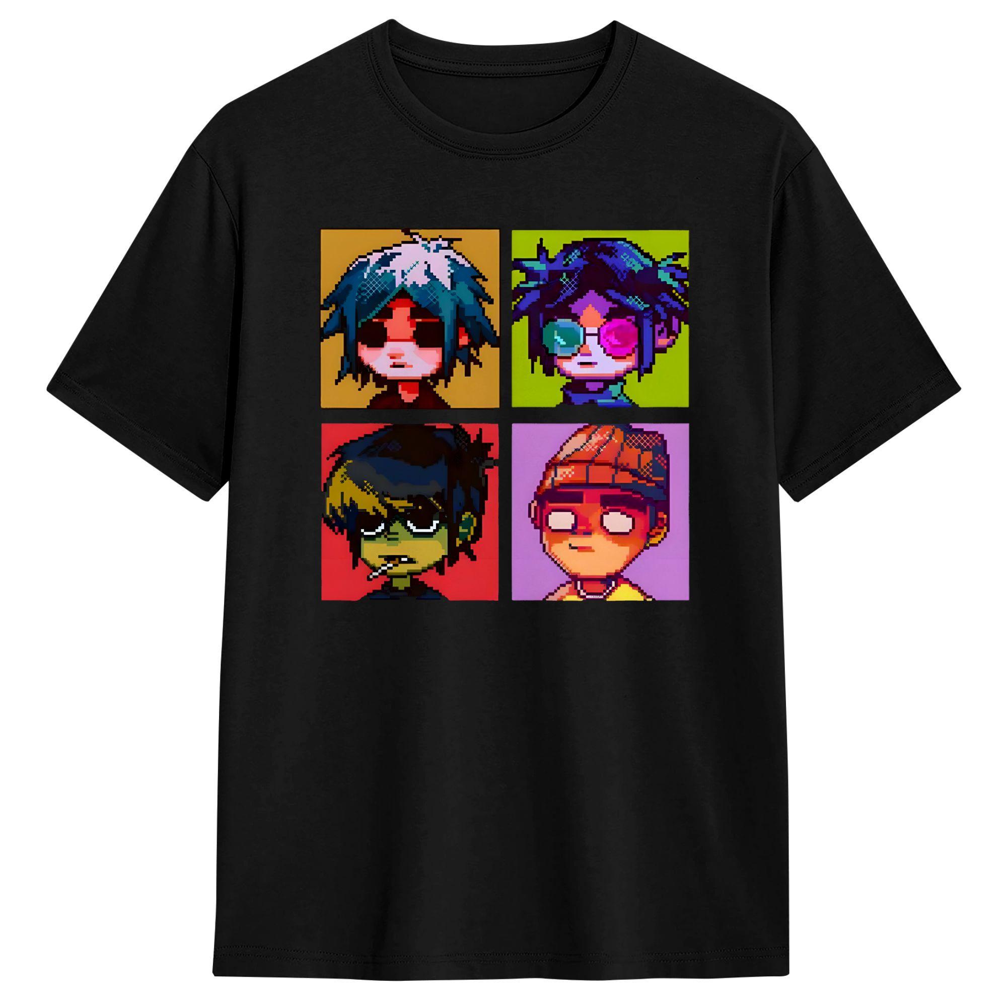 

Music Band Gorillaz Punk Rock T-Shirt Men Fashion Pure Cotton Tee Shirt Crew Neck Short Sleeve T Shirt Gift Idea Clothes S разноцветный