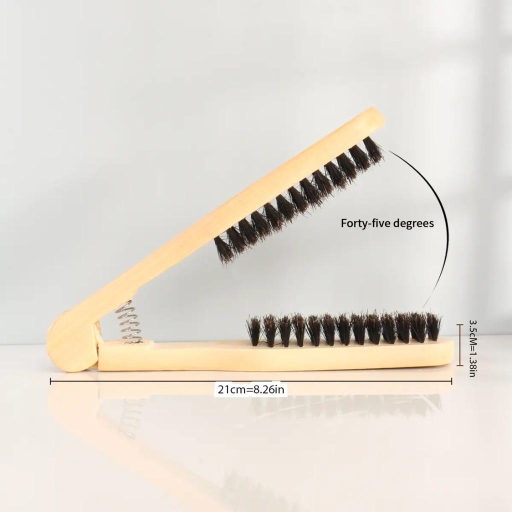 Professional V-Shaped Solid Wood Straightening Comb, Anti-Scald & Heat Resistant Hair Styling Brush