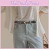 Durable Genuine Leather Belt For Women With Smooth Buckle And Letter Elements