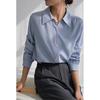 Women's Long-Sleeve White French Shirt - Spring/Autumn, Wrinkle-Resistant, Elegant Draped Style