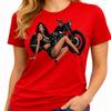 Ride Dirty Pin Up Biker Girl Motorcycle Tattoo Edgy Streetwear Graphic T-Shirt.