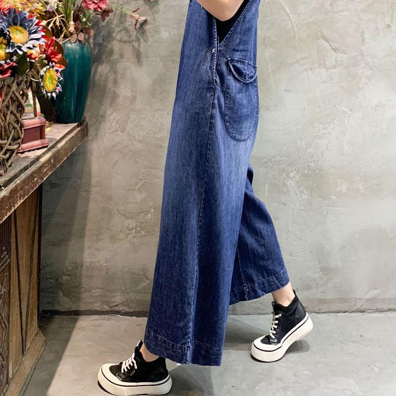 Oversized Women Denim Jumpsuit Summer Streetwear High Waist Straight Wide Leg Jeans Female Casual Trouser