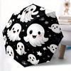 1pc Ghost Pattern Automatic Folding Umbrella - 8-Rib Iron Frame, Windproof, Portable Sunshade with Plastic Handle for Travel & Outdoor Activ