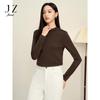 JUZUI Women's 100% Wool Mock Neck Long Sleeve Top