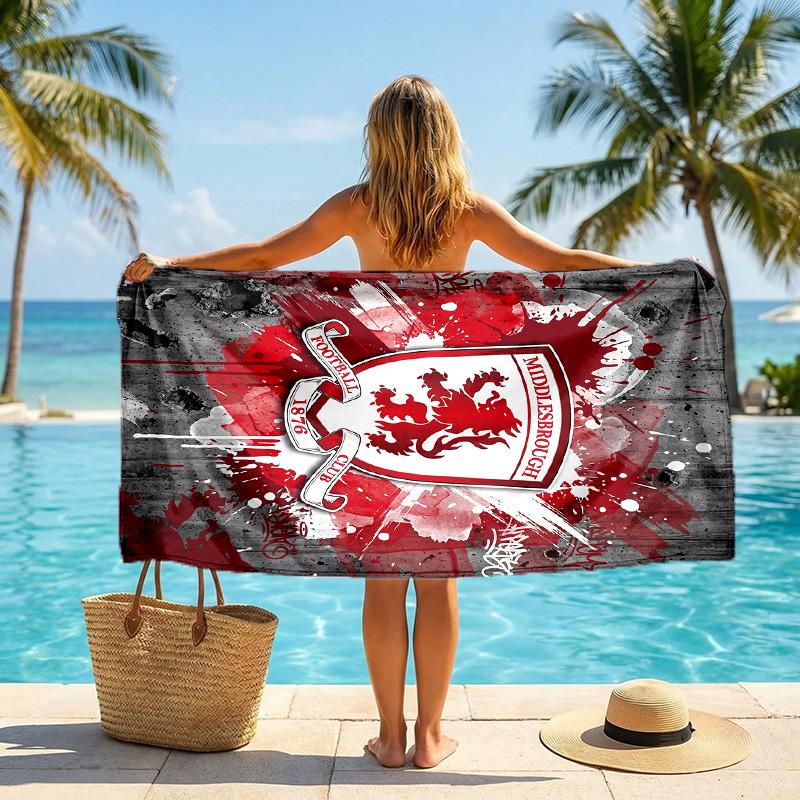 Stampa Middlesbrough FC Asciugamano da Spiaggia Quick Dry Microfibra Assorbente Portatile da Viaggio Asciugamano per Nuoto