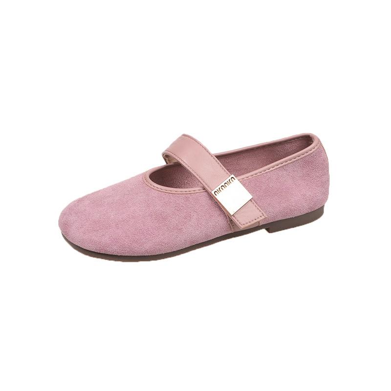 Xiaoxiangfeng shallow mouth Mary Jane single shoe girl 2025 new Velcro temperament fairy ballet flat beanie shoes