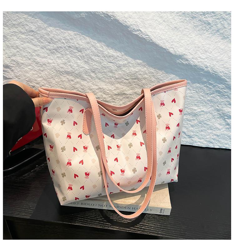 Cute Pink Butterfly Tote Bag For Daily Use Large Pu Handbag With Zipper Closure