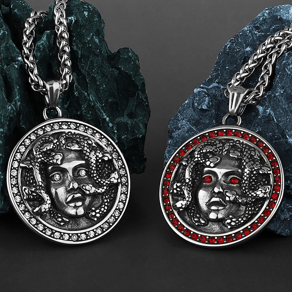 Norse Mythology Medusa Snake Pendant Unisex Retro Punk Snake Medusa 316L Stainless Steel Necklace Pendant Gift Jewelry