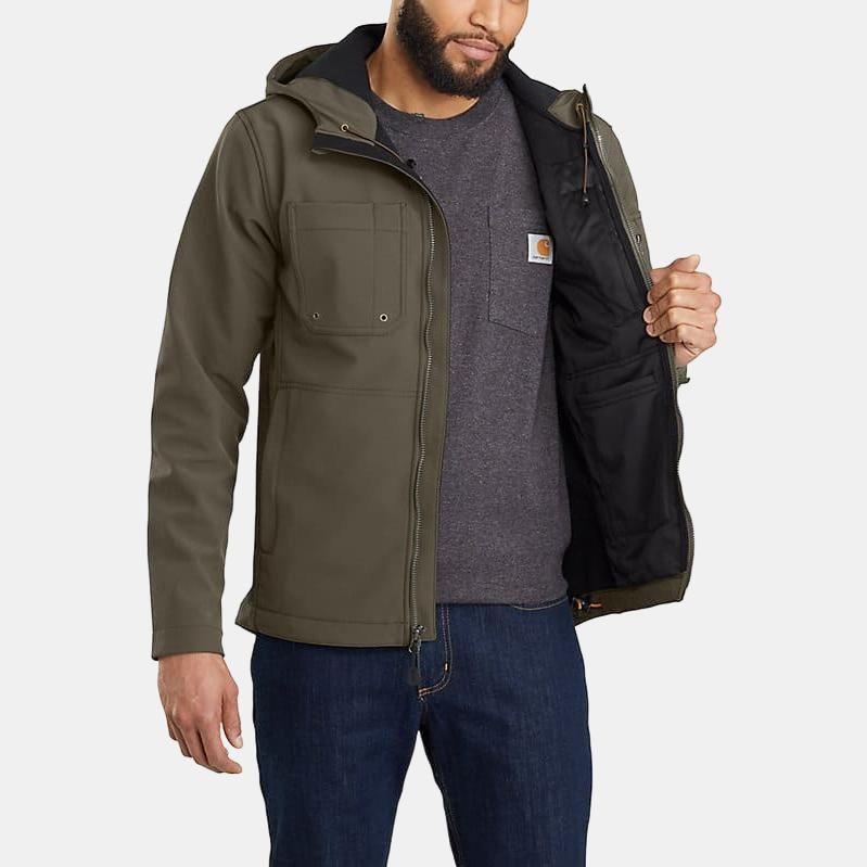 Carhartt 103829 RAIN DEFENDER Collection MIDWEIGHT SOFTSHELL HOODED JACKET Level 1 Cold Resistant RELAXED FIT 103829