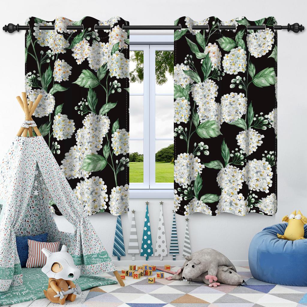 2pcs Luxury Boho Flowers Window Curtains for Home Bedroom Living Room Drakening Heat Insulation Noise Reduction Blackout Drapes