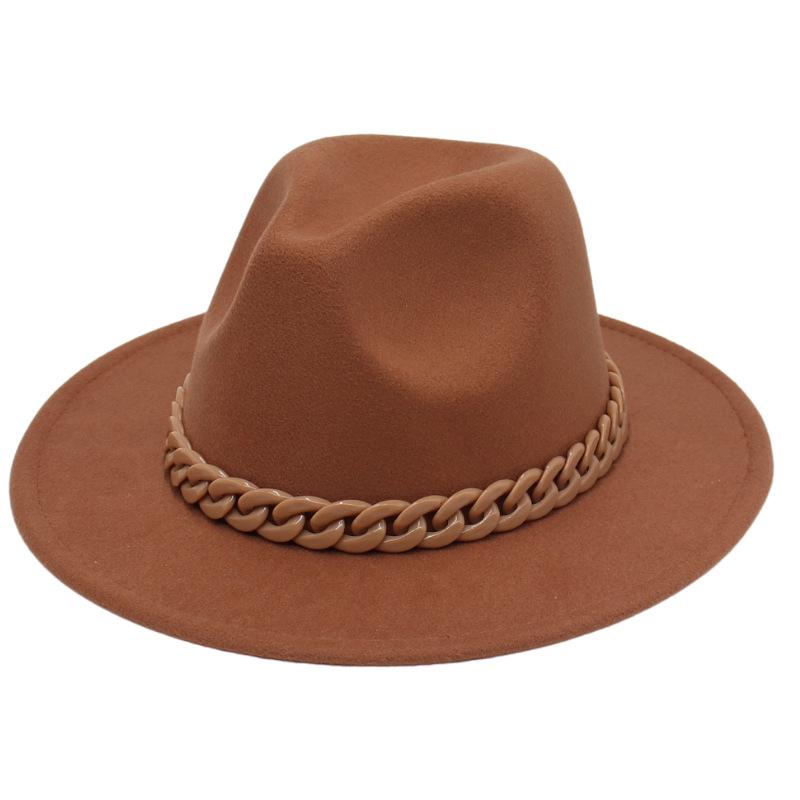 Natural Acrylic Chain Rainbow Candy Color Top Hat Fun Personality Jazz Hat Style Men'S And Women'S Fedora Hat