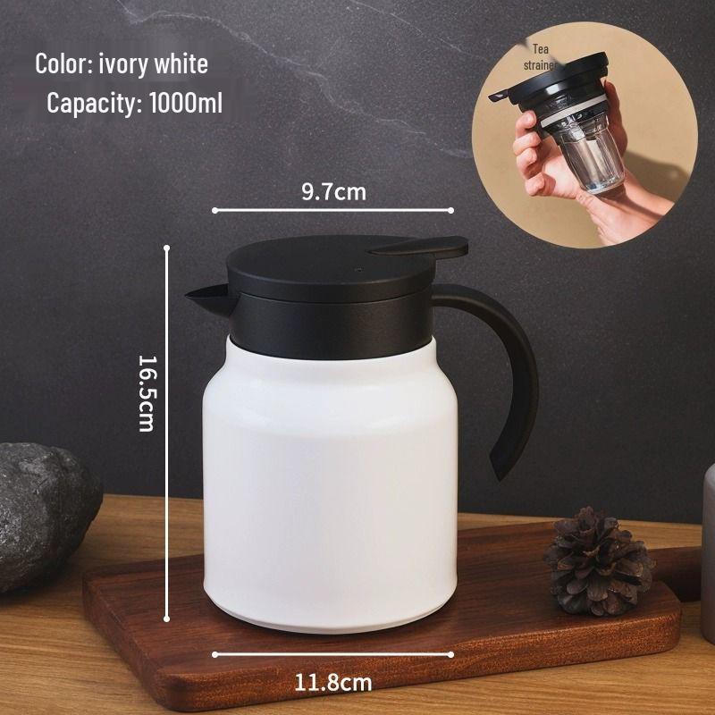 316 Stainless Steel Insulated Kettle with Tea Infuser - Compact Home or Office Hot Water Bottle