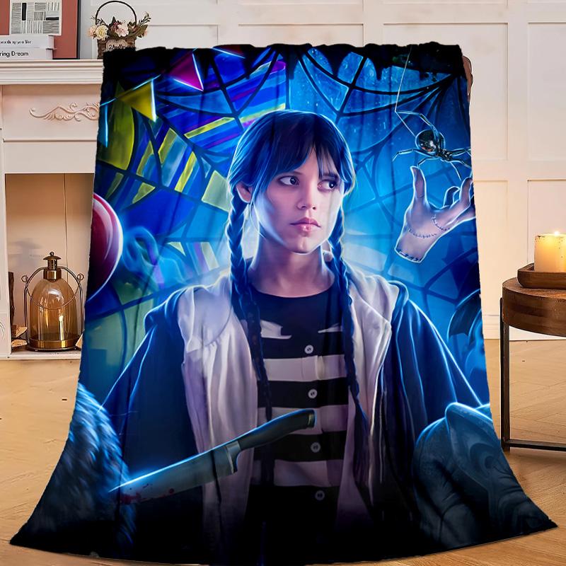 1PZ Mercoledì Gotico Coperta di Flanella Regalo, Adatta Sia per Uomini Che per Donne, Morbida Ideale per Letti e Divano, Regalo di Compleanno o Natale