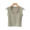 Square Neck Camisole with Chest Pad - Women's Sleeveless Top, Wide Shoulder for Concealed Underarm Fit and Anti-Exposure.