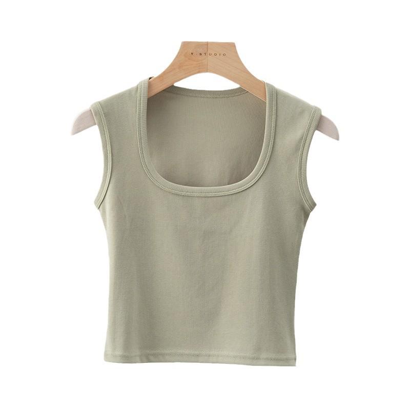 Square Neck Camisole with Chest Pad - Women's Sleeveless Top, Wide Shoulder for Concealed Underarm Fit and Anti-Exposure.