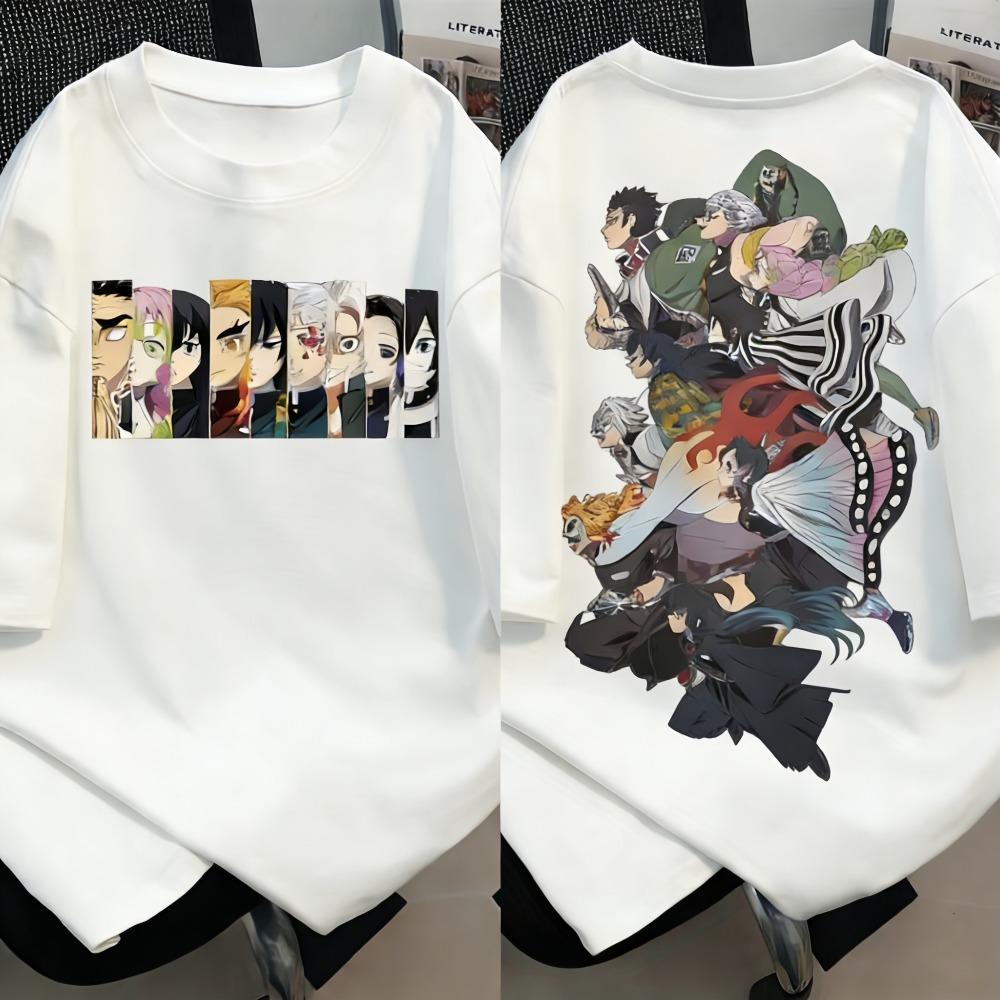 Plus Size Demon Slayer Anime Print Men and Women Tshirt Casual Parentchild Top Street Fashion Summer Cotton Harajuku Y2K