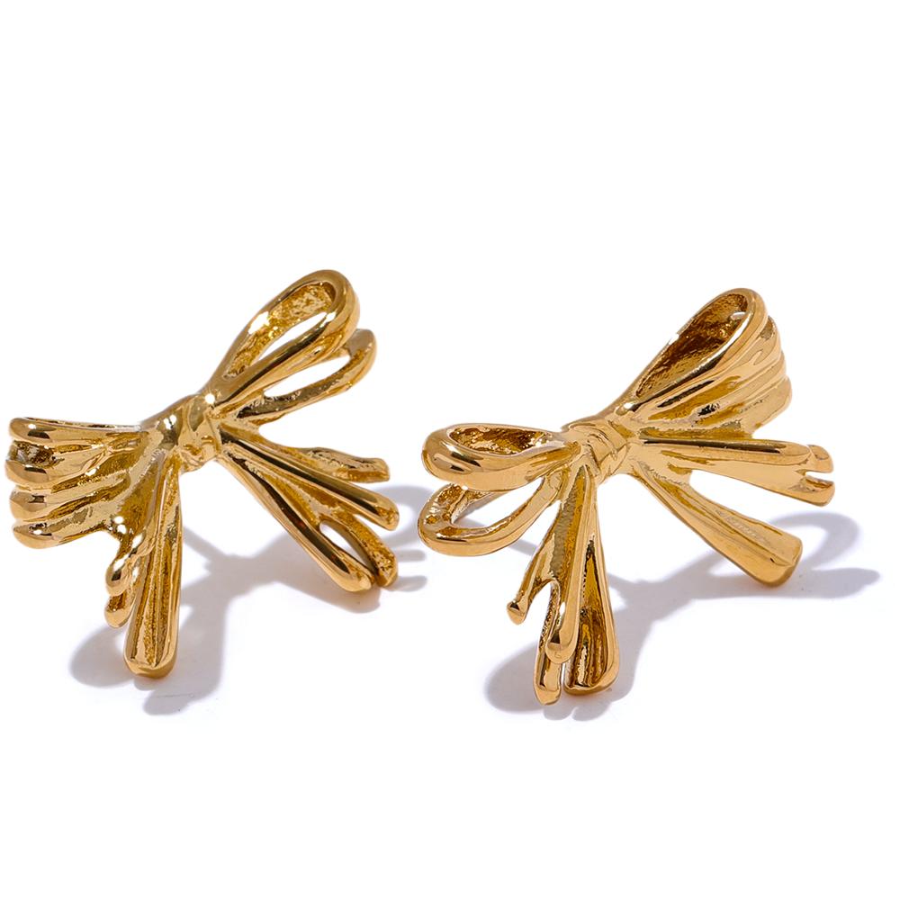

Yhpup Waterproof 316L Stainless Steel Bowknot Bow Stud Earrings Prevent Allergy Metal Trendy Stylish Charm Jewelry Women