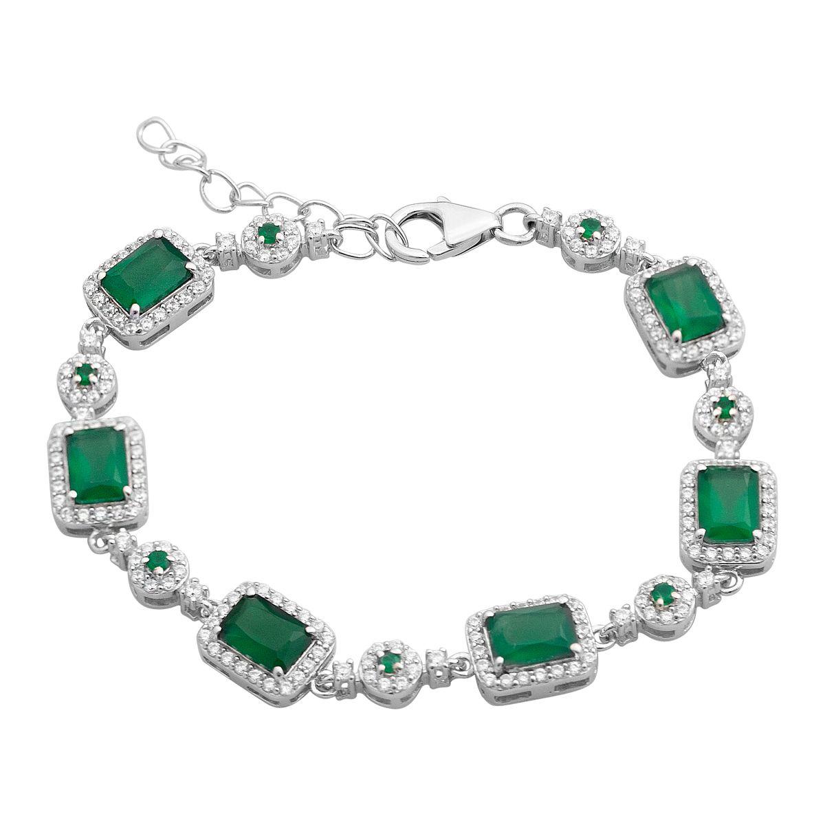 

Silver bracelet with natural agate 8.63ct, item weight 11.25 g (2173212) 16-19cm смарагдовий