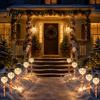 Solar Powered Christmas Path Stakes 5Pcs Yard Stake Light, Waterproof LED Garden Lamp with Outdoor Holiday Decorative Snowman Santa Claus Design,