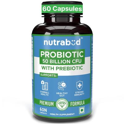 Nutrabud Probiotic Supplement 50 Billion CFU - 60 Veg Capsules - Probiotic for Gut Health Supplements - Supports Digestion & Immunity (60 Count