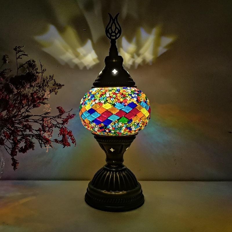 Lampada da Tavolo a Mosaico Turca Vintage Art Déco Fatta a Mano Lamparas De Mesa Vetro a Mosaico Romantica Luce da Letto Lamparas Con Mosaicos
