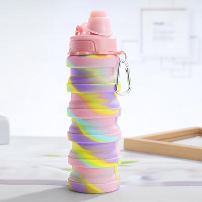 Tragbare Faltbare Silikon-Wasserflasche Mit Deckel Camouflage Faltbarer Kessel Für Sport Reisen Trinkbecher Mit Karabinerbecher