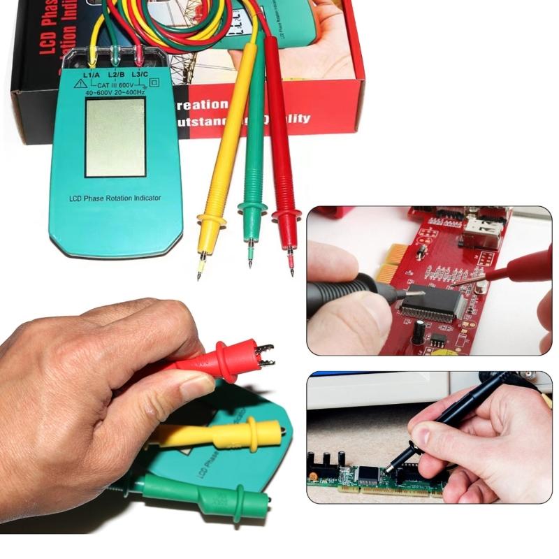 Three Phase Voltages Sequences Checkers 3 Phase Rotation Meter LED Indicator Detectors for Electrical Work