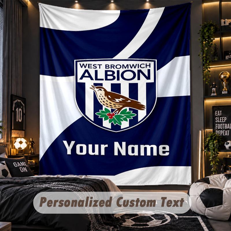 TapestryWest Bromwich Albion FC Custom Name Text Personalized Wall Hanging Tapestry Home Wall Decor