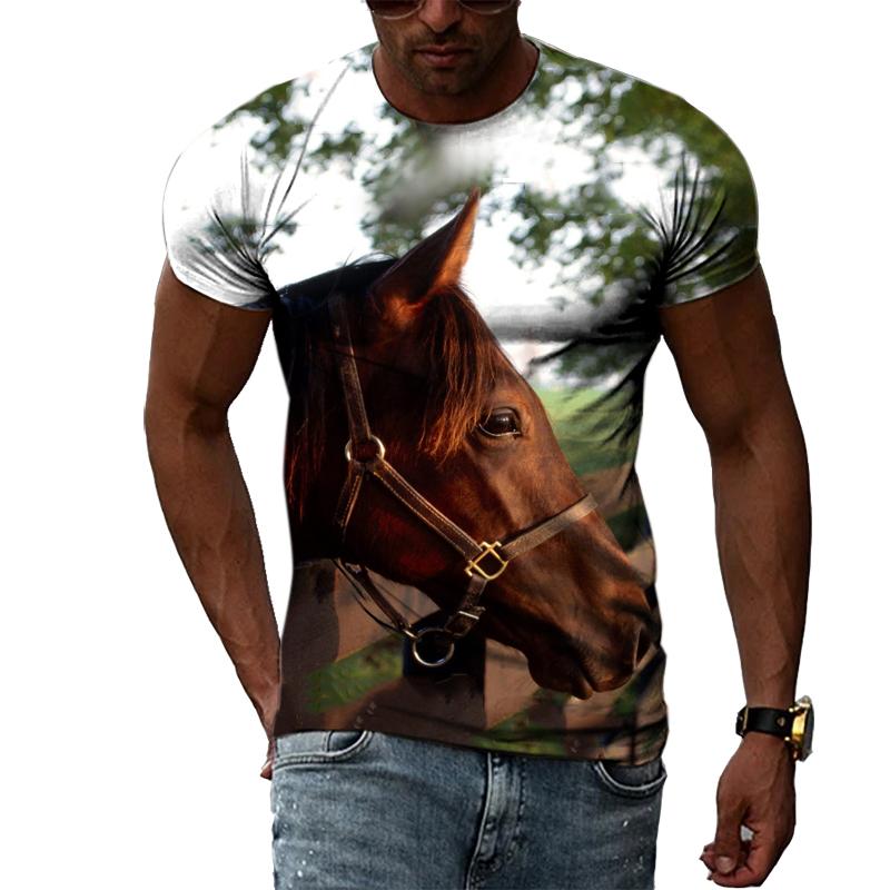 Letní trička s 3D grafikou Animal Horse Pro muže Móda Ležérní Výstřih harajuku Hip-Hop Styl Potištěná trička s krátkým rukávem Top