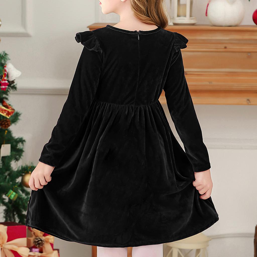 Kindermode Rüschen Langarm Himmel Mesh Kleid