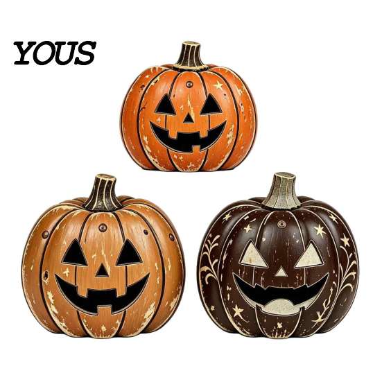 Multiuse Holiday Party Decorations 3/4Pcs Vintage Wooden Pumpkin Decor, Rustic Fall Tabletop Centerpiece, Farmhouse American Country Home Accents